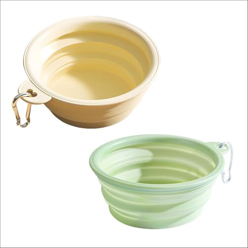 Collapsible Silicone Bait Bowl, Portable Foldable Fishing Bait Tray with Carabiner Clip, Green