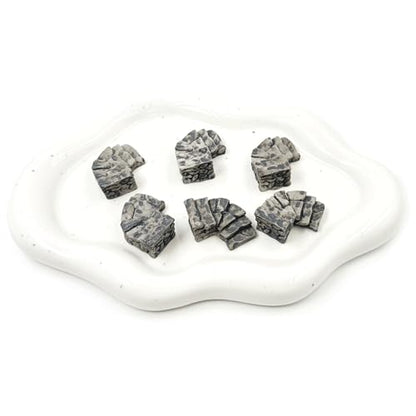 6PCS Curved Stone Step Miniatures, Realistic Resin Winding Path, Water Well Bridge Figurines Embellishments for Fairy Garden, Moss Terrarium, Glass Container, Micro Landscape & DIY Miniature Scenes - color: Curved Stone Step