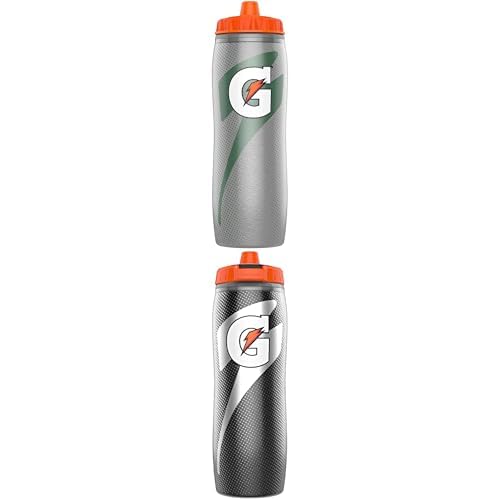 Gatorade Insulated 30oz Squeeze Bottles, Silver and Black