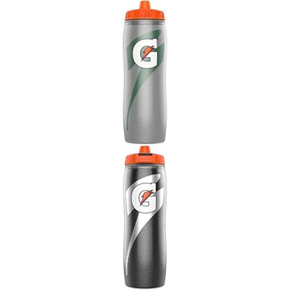 Gatorade Insulated 30oz Squeeze Bottles, Silver and Black