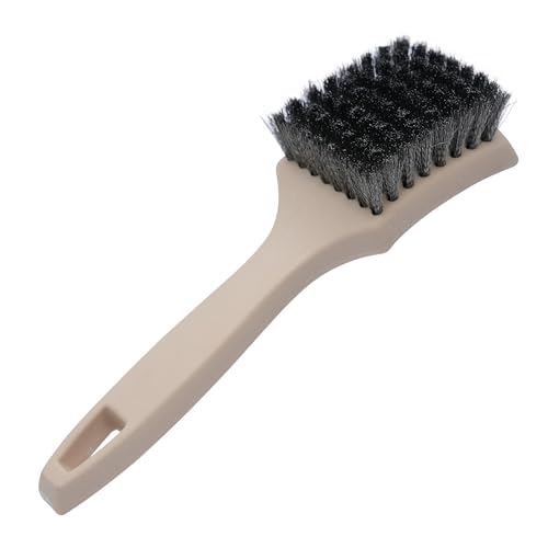 Nanoskin 8.5 Inch Heavy-Duty Tire Cleaning Brush - Ergonomic Steel Wire Scrub for Whitewall & Sidewall | Professional Auto Detailing Tool, Enhanced Grip for Automotive & Household Use - color: Gray and Beige, size: 8.5"