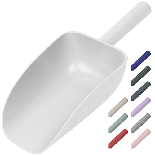 Extra Big Multipurpose Scoop– Solid Deep Scooper for Any Household – Disposing/Replacing Litter – Big Size Animal Pet Food Shovel – 44oz - color: White