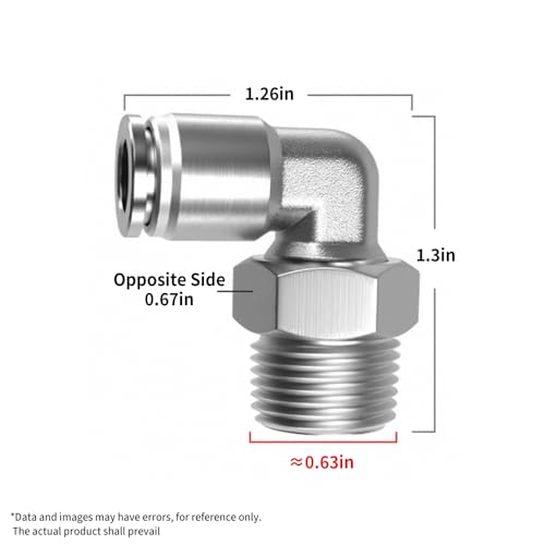 PNEUMATIC 304 Stainless Steel Male Elbow 5/16 Inch Tube OD x 3/8 Inch NPT Thread 90 Push to Connect Tube Fitting (Pack of 2) - size: 5/16"OD x 3/8"NPT