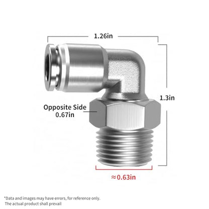 PNEUMATIC 304 Stainless Steel Male Elbow 5/16 Inch Tube OD x 3/8 Inch NPT Thread 90 Push to Connect Tube Fitting (Pack of 2) - size: 5/16"OD x 3/8"NPT