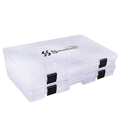 Sougayilang Fishing Tackle Boxes - 3600 3700 Plastic Storage Organizer Box with Removable Dividers - Fishing Tackle Storage - 4 Packs Transparent Tackle Trays