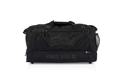 Fairtex BAG2 Gym Bag, Muay Thai MMA Kickboxing Boxing Gear Duffel Storage | Weather-resistant nylon satin build. Multi-sized pockets store shin guards, apparel, and mitts for athletic workouts