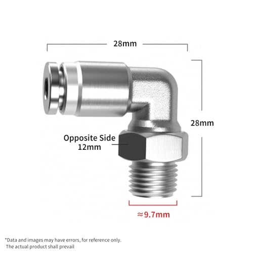 PNEUMATIC 304 Stainless Steel Male Elbow 4mm Tube OD x 1/8 Inch NPT Thread 90 Push to Connect Tube Fitting (Pack of 2) - size: 4mm OD x 1/8"NPT