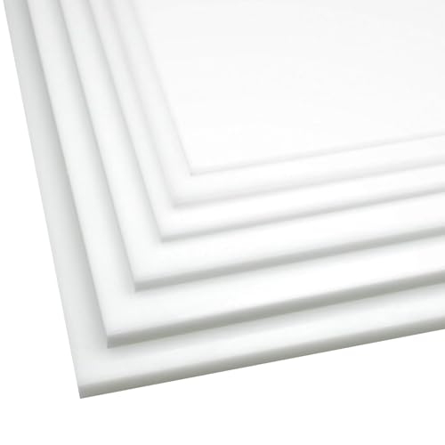 High Density Polyethylene Sheets HDPE Plastic Sheet Board for DIY, Heavy Duty Industry, 1/4" Thick,Size 6" x 6", White Color