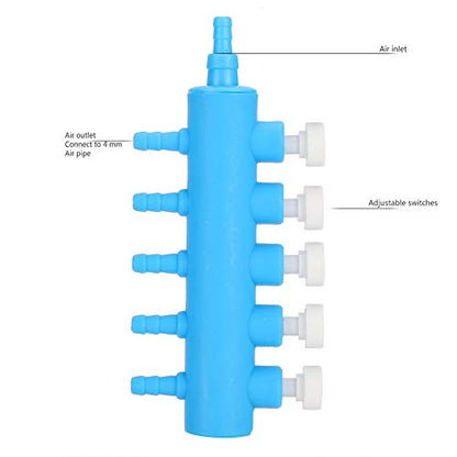 2PCS Air Distributor Plastic Fish Splitter Aquarium Air Control Lever Valve Distributor Control Air Pump Accessories with Valve - color: 5 Way