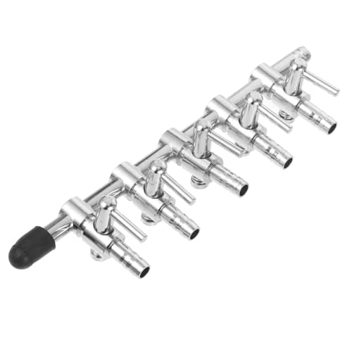 Milisten Stainless Steel Distributor Way Aquarium Air Pump Flow Control Lever Splitter Easy Operation Manifold for Efficient Oxygen Flow Fish Tanks