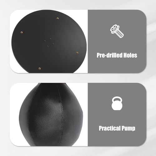 Speed Bag Platform Speed Bag Boxing Kit for Adults Height Adjustable Wall-Mounted Heavy Duty Boxing Training Equipment 360° Rotatable Speed Ball with Punching Ball Fits Home Gym Workout - color: Black
