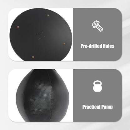 Speed Bag Platform Speed Bag Boxing Kit for Adults Height Adjustable Wall-Mounted Heavy Duty Boxing Training Equipment 360° Rotatable Speed Ball with Punching Ball Fits Home Gym Workout - color: Black
