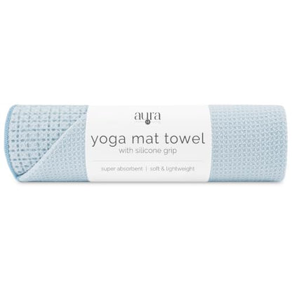 S&T INC. Aura Microfiber Yoga Mat Towel with Grip, 24" x 72", Blue - color: Blue