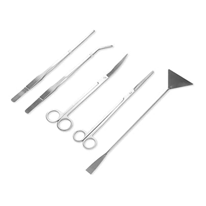 Aquarium Scissors Plant Tools 5 in 1 Stainless Steel Aquascaping Kit with Tweezers Scissors and Spatula for Precise Aquarium Maintenance
