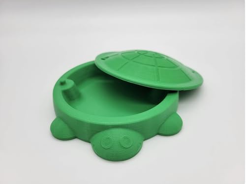 Cute Sandbox Turtle with removable lid | Desk Bin Organizer | Turtle Pet Feeder | Fish tank accessories | Feed Hamsters and Gerbils (Rainbow, 4 Inch)