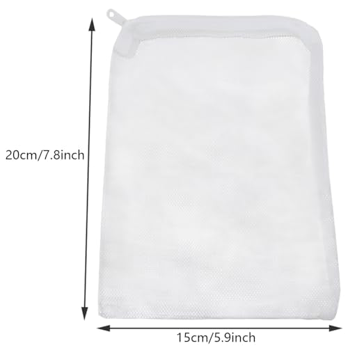 10PCS White Mesh Aquarium Filter Bags Aquarium Filter Media Bags with Zipper for Activated Carbon 5.9 x 7.8 inches for Pools and Ponds