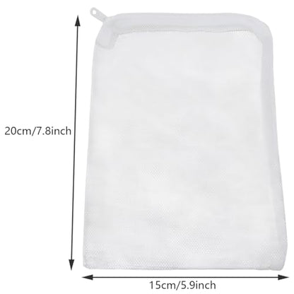 10PCS White Mesh Aquarium Filter Bags Aquarium Filter Media Bags with Zipper for Activated Carbon 5.9 x 7.8 inches for Pools and Ponds