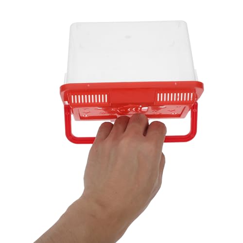 Mobestech Portable Turtle Transport Container and Mini Fish Aquarium Tank, Plastic Reptile Breeder Box with Handle, Medium Red Pet Habitat for Small Fish and Hamsters