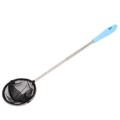 SUNGOOYUE Stainless Steel Aquarium Shrimp Net, Extendable Fine Mesh Fish Skimmer Net with Long Handle, 8cm Round or Square Head, for Shrimp and Small Fish in Tank - size: Round 0.6x0.6m / 2x2ft