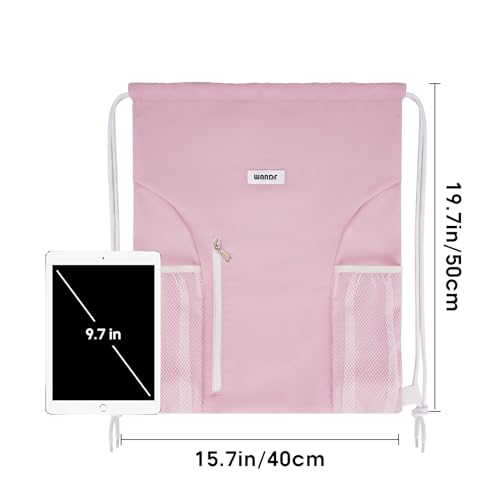 WANDF Drawstring Backpack, Gym Sackpack for Sports - color: Pink