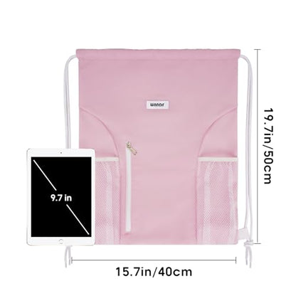 WANDF Drawstring Backpack, Gym Sackpack for Sports - color: Pink