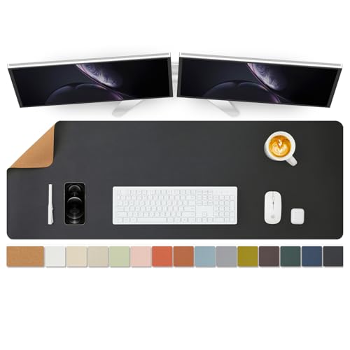 Large Cork Desk Mat - 47.2"x 17" Desk Pad for Office and Home - Ideal for Large Mouse Pad and Desk Mats on Top of Desks(Black) - color: Black, size: 47.2" x 17"