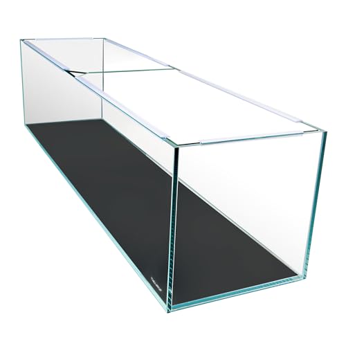 AQUATOP 26.2 Gallon High Clarity Bookshelf Aquarium Tank – Rimless Low Iron Glass Fish Tank for Freshwater & Saltwater Aquascapes – 43.3” x 11.81” x 11.81” - Includes Glass Lid and Leveling Mat