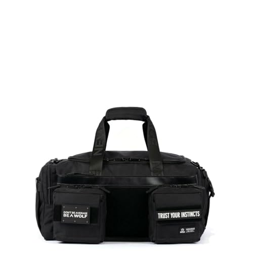 WOLFpak 30L Perfect Duffle Bag - Sports Tactical Gym Bag (Alpha Black) | Laptop Pouch, MOLLE Compatible, Padded Straps, 1000D Waterproof Fabric, Dual Cup Holders, Military Grade - color: Alpha Black