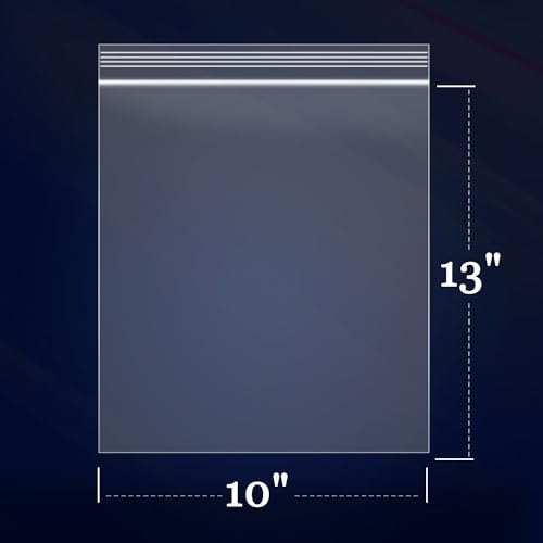 100 Count - 10" x 13" Clear Zip Bags - 2 Mil Reclosable Zip Plastic Poly Bags with Lock Seal Zipper for Clothing, T-Shirt, Prints, Photos, Documents - size: 10" x 13"