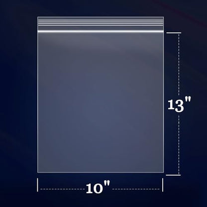 100 Count - 10" x 13" Clear Zip Bags - 2 Mil Reclosable Zip Plastic Poly Bags with Lock Seal Zipper for Clothing, T-Shirt, Prints, Photos, Documents - size: 10" x 13"