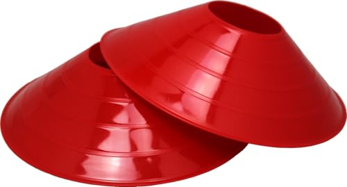BlueDot Trading Pro Disc Cones High Visibility for Sports, Agility Training, Soccer, Football, Basketball, and Other Sports Durable Cone Markers for Adults or Kids (25-Pack), Red