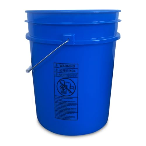 5 Gallon Bucket - Food Grade Bucket, Metal Handle Grip, BPA-Free, Heavy-Duty 90 Mil HDPE Plastic Pail, Stackable Utility Container, Made in USA, Lid Not Included, Blue, 12 Packs - color: Blue, size: 12 Packs