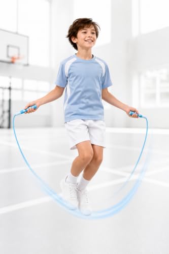 YUEDONG Jump Rope with Dual Bearing & 4.5mm Weighted Cord, Adjustable - color: BLUE