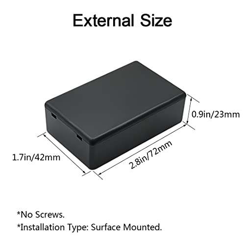 Project Box, 5 Pieces ABS Electrical Box Small Junction Box for Electronics PCB Case,Electronic Hobby Box Black, Outside Size 2.8 x 1.7 x 0.9 inch (72x 42x 23 mm) - size: 2.8" x 1.7" x 0.9"(5pc)