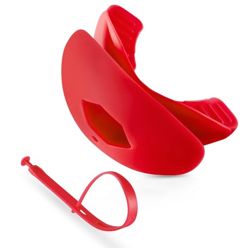 Gy Football Mouth Guard Football Mouthpiece, Mouthguard with Strap for Hockey/Lacrosse/Wrestling/Boxing/Basketball, Fits Adults/Youth/Kids 11+ (red) - color: Red