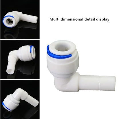 3/8" FPT to 3/8" Push-Fit Elbow for RO System, 5 Pcs | Hard plug quick bend elbow connects 3/8" female thread to 3/8" push-fit for reverse osmosis RO DIY water purification. - style: 3/8 hard socket elbow