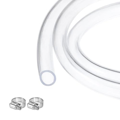 MECCANIXITY Clear PVC Tubing 3/8" ID 1/2" OD Plastic PVC Tube Flexible Water Hose 50ft for Industrial Tubing, Aquariums, Pump, 9.5mm x 12.7mm, with 2pcs Clamps