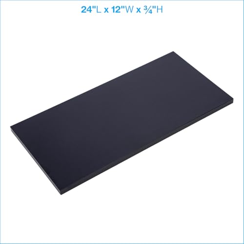 Laminated Black Melamine Shelf Board, 24”L x 12”W, Durable and Sleek Cabinet Replacement Shelves, Sturdy and Stylish Shelf Boards for Retail, Thrift, Business, Home, or Office