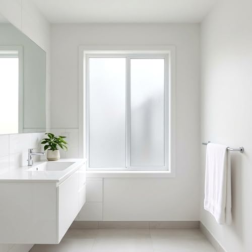White Frosted Privacy Window Film, Static Cling, Heat Control, Anti UV, 35'' x 78.7''
