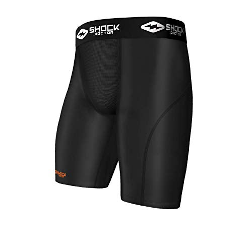 Shock Doctor Compression Shorts with Cup Pocket. Athletic Supporter Underwear with Pocket (Cup NOT Included) - Adult - color: Black, size: Small