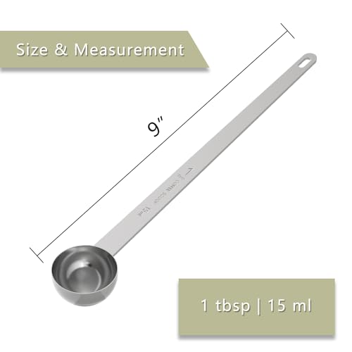 2PCS 1 Tablespoon Coffee Scoop, 9" Long Handle Measuring Spoon, One tbsp (15 ml) Stainless Steel Scooper - size: 1Tbsp