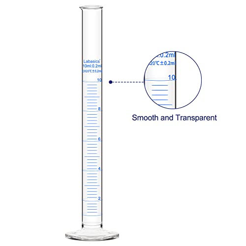 4-Pack Borosilicate Glass 10 ml Heavy Wall Graduated Cylinder Measuring Cylinder - size: 10 ml