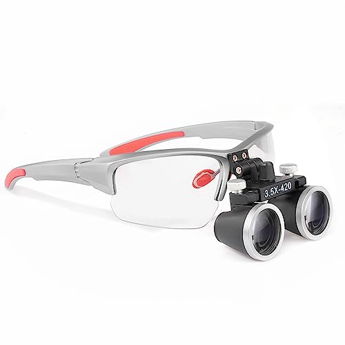 3.5x420MM Angle Adjustable Binocular Loupes Magnifier Glasses Loupes with Cloth Case (Silver) - color: Silver