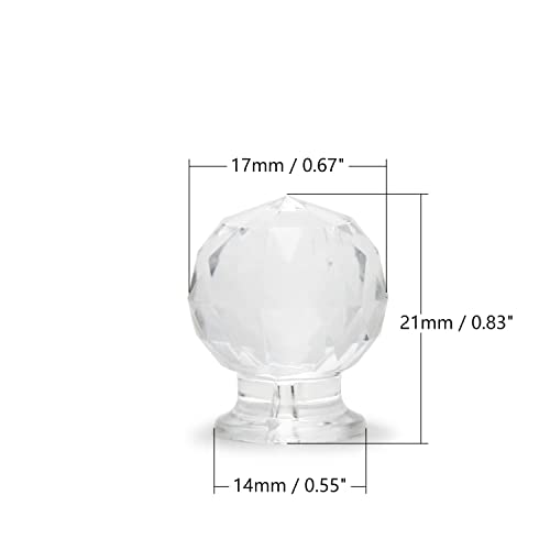 6Pcs Tiny Pull Handle Round Acrylic Pull Knob Small Size Transparent 2.1x1.7x1.4cm(LxWxH) Need Glue to use - color: Round diamond handle, size: 6 Pieces