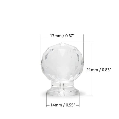 6Pcs Tiny Pull Handle Round Acrylic Pull Knob Small Size Transparent 2.1x1.7x1.4cm(LxWxH) Need Glue to use - color: Round diamond handle, size: 6 Pieces
