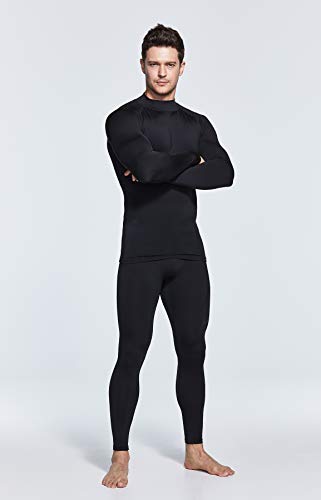 TSLA Men's Thermal Long Sleeve Compression Shirts, Mock/Turtleneck Winter Sports Running Base Layer Top - color: Mock Neck Black, size: Small