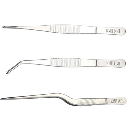 Stainless Steel Tweezers Set, For Small Gardening and Kitchen, Multi-Purpose Tools. (3Pcs, 6.15Inches / 6.3Inches / 6.5Inches)