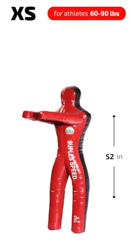 Suples Speed Wrestling Dummy with Legs – Vinyl Throwing Dummy for MMA, Judo, Jiu Jitsu & Grappling Training - color: Red, size: XS (27 lbs, 52 in)