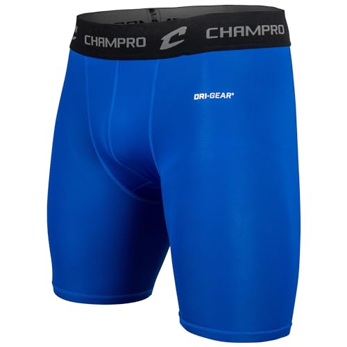 CHAMPRO Men's Polyester/Spandex Lightning Compression Shorts - color: Royal, size: 3X-Large