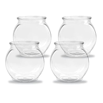 Flat-Sided Fishbowl Party Cups – 4-Pack (22 oz) – Durable Plastic, Fun Fishbowl Design for Cocktails, Mocktails, & Parties – Perfect for Indoor/Outdoor Events, BBQs, and Unique Party Favors